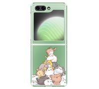 Peachy Life Compatible with Samsung Galaxy Z Flip 5 Case, Cute Cat Pattern Fun Cartoon Animal Style PC Protective Clear Case (Cat Pile)