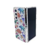 Peachy Life Compatible with Samsung Galaxy Z Fold 5 Case, Women Girls Cute Floral Dinosaur Pattern Fun Flower Animal Style Hard PC Protective Clear Case (Floral Dinosaurs)