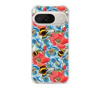 Peachy Life for GG 10 Case, Cute Floral Bee Pattern Pretty Flower Design Transparent Soft TPU Protective Clear Case 6.3 inch (Bumblebee Flowers, GP 10 Pro)