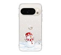Peachy Life for Google Pixel 10 Pro Case, Christmas Pattern Winter Snowman Style with Falling Snowflake Design Transparent Soft TPU Protective Clear Case 6.3 inch (Snowman)