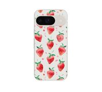 Peachy Life for Google Pixel 10 Pro Case, Cute Strawberry Pattern Lovely Cartoon Fruits Design Transparent Soft TPU Protective Clear Case 6.3 inch (Falling Strawberries)