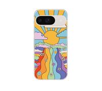 Peachy Life for Google Pixel 10 Pro XL Case, Fun Psychedelic Rainbow Style Trippy Floral Landscape Pattern Retro Hippie Design Soft TPU Protective Case 6.3 inch (Colorful Sunrise)