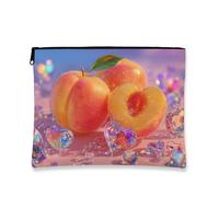 Peachy Makeup Bag, Juicy Peach Fruit Themed Cosmetic Travel Pouch for Women, Large Zipper Organizer for Skincare and Toiletries, Summer Gift for Festivals, Peach, 7x9 Inch, Fruit