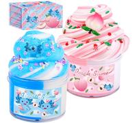 Peachybbies Slime and Axolotl Cloud Slimes,Dual Colored New Charms,Super Soft and Non-Sticky, Stress Relief Toy Party Favors Birthday Gifts for Girls.
