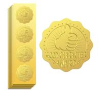 Peacoblue 100Pcs Gold Foil Sticker Seal Embossed 2 Inch Excellent Character Award, Self Adhesive Golden Around Embossing Decals for Invitation Certificate Envelope Seal Gift Card Decoration