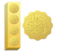 Peacoblue 100Pcs Gold Foil Sticker Seal Embossed 2 Inch You are The Best, Self Adhesive Golden Around Embossing Decals for Invitation Certificate Envelope Seal Gift Card Decoration