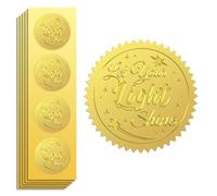 Peacoblue 100Pcs Gold Foil Stickers Seals Embossed 2 Inch Bible-Let Your Light Shine, Self Adhesive Gold Around Embossing Sticker for Christian Envelope Seals Gift Card Thanksgiving Christmas Decor