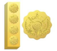 Peacoblue 100Pcs Gold Foil Stickers Seals Embossed 2 Inch Golf Ball, Self Adhesive Gold Around Embossing Sticker for Sport Certificate Paper Envelope Seal Gift Card Present Decoration