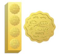 Peacoblue 100Pcs Gold Foil Stickers Seals Embossed 2 Inch Pretty Things Inside, Self Adhesive Gold Around Embossing Sticker for Gift Card Present Decoration Certificate Paper Envelope Seal