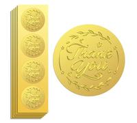 Peacoblue 100Pcs Gold Foil Stickers Seals Embossed 2 Inch Thank You, Self Adhesive Gold Around Embossing Sticker for Certificate Party Invitation Paper Envelope Seal Gift Card Present Decoration