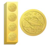 Peacoblue 100Pcs Gold Foil Stickers Seals Embossed 2 Inch UFO, Self Adhesive Gold Around Embossing Sticker for Certificate Paper Envelope Seal Gift Card Present Decoration