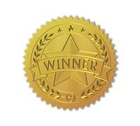 Peacoblue 100Pcs Gold Foil Stickers Seals Official Embossed 2 Inch Winner Star, Self Adhesive Gold Around Embossing Medal Stickers for Certificate Paper, Competition Reward, Awards, Envelope Seals