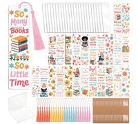 Peacoblue 121pcs Book and Flowers with Butterflies UV DTF Bookmark Making Kit Acrylic Carft for Adult,DIY Cute Bookmarker Decal Stickers Warps Kit for Students Teachers Book Lovers Reading