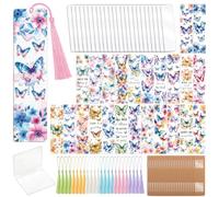 Peacoblue 121pcs Butterfly and Flowers UV DTF Bookmark Making Kit Acrylic Carft for Women Men Kid Adult, DIY Cute Bookmarker Decal Stickers Warps Kit for Students Teachers Book Lovers Reading