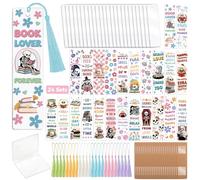 peacoblue 121pcs Skeleton Book and Flower UV DTF Bookmark Making Kit Acrylic Carft for Women Men Adult, DIY Cute Bookmarker Decal Stickers Warps Kit for Students Teachers Book Lovers Reading