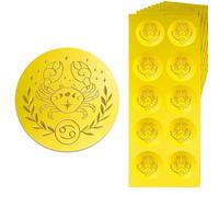 Peacoblue 150Pcs Gold Embossed Sticker Seal Cancer Constellation 1.4 Inch, Self Adhesive Golden Around Embossing Decals for Invitation Envelope Seal Gift Card Certificate Decoration