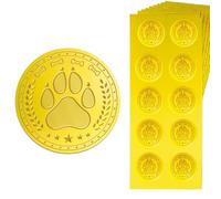 Peacoblue 150Pcs Gold Embossed Sticker Seal Dog Paws 1.4 Inch, Self Adhesive Golden Around Embossing Decals for Invitation Envelope Seal Gift Card Certificate Decoration