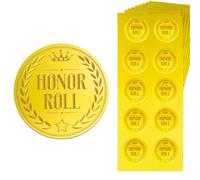 Peacoblue 150Pcs Gold Embossed Sticker Seal Honor Roll 1.4 Inch, Self Adhesive Golden Around Embossing Decals for Invitation Envelope Seal Gift Card Certificate Decoration