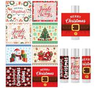 Peacoblue 160Pcs lip balm Labels Sticker for Tubes 2.1"x1.7" Christmas Elements, 8 Styles Waterproof Chapstick Labels Glossy for Homemade Lip Balm Container Wedding Baby Shower Party gifts