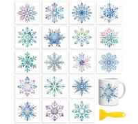 Peacoblue 18 Sheets Rub On Transfers for Crafts,9 * 10cm Winter Snowflakes UV DTF Cup Wrap Waterproof Cold Transfers Stickers for Wood Glass Home Decor 3.6 * 3.9inch