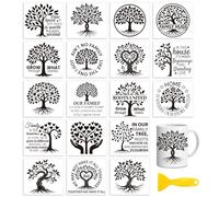 Peacoblue 18 Sheets Rub On Transfers for Crafts, Black Tree of Life 3.6"x3.9" UV DTF Cup Wrap Waterproof Cold Transfers Stickers for Wood Glass Cup Tumblers Mirrors Mugs Home Decor