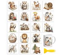 Peacoblue 18 Sheets Rub On Transfers for Crafts, Bohemian Forest Animals UV DTF Cup Wrap Waterproof Cold Transfers Stickers for Wood Glass Home Decor 9×10CM