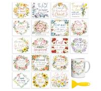 Peacoblue 18 Sheets Rub On Transfers for Crafts, Christian Bible with Wreath 3.6"x3.9" UV DTF Cup Wrap Waterproof Cold Transfers Stickers for Wood Glass Cup Tumblers Mirrors Mugs Home Decor