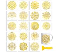 Peacoblue 18 Sheets Rub On Transfers for Crafts, Golden Spiritual Diagram UV DTF Cup Wrap Waterproof Cold Transfers Stickers for Wood Glass Home Decor 3.6 * 3.9inch