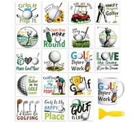 Peacoblue 18 Sheets Rub on Transfers for Crafts, Golf Balls and Clubs 3.6"x3.9" UV DTF Cup Wraps Waterproof Cold Transfers Stickers for Wood Glass Metal Cup Tumblers Mirrors Mugs Home Decor