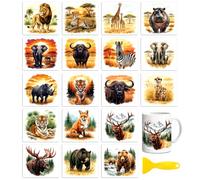 Peacoblue 18 Sheets Rub On Transfers for Crafts, Grassland and Forest Animals 3.6"x3.9" UV DTF Cup Wrap Waterproof Cold Transfers Stickers for Wood Glass Cup Tumblers Mirrors Mugs Home Decor