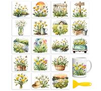 Peacoblue 18 Sheets Rub On Transfers for Crafts, Highland Cattle 9x10CM UV DTF Cup Wrap Waterproof Cold Transfers Stickers for Wood Glass Cup Tumblers Mirrors Mugs Home Decor