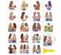 Peacoblue 18 Sheets Rub on Transfers for Crafts, Sisters Best Friends Back View 3.6"x3.9" UV DTF Cup Wraps Waterproof Cold Transfers Stickers for Wood Glass Metal Cup Tumblers Mirrors Mugs Home Decor