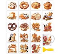 Peacoblue 18 Sheets Rub on Transfers for Crafts, Various Breads 3.6"x3.9" UV DTF Cup Wraps Waterproof Cold Transfers Stickers for Wood Glass Metal Cup Tumblers Mirrors Mugs Home Decor