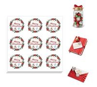 Peacoblue 180pcs Waterproof Self-Adhesive Stickers 1 x 0.75 Inch Merry Christmas with Garland for Scrapbooking Planner Calendar Gift Decor Laptop, Fun Vinyl Stickers for Kids Students Chrismas