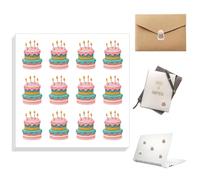 Peacoblue 240pcs Waterproof Self-Adhesive Stickers 0.6 x 0.9 Inch Birthday Cake for Scrapbooking Planner Calendar Journaling Gift Decor Classroom Rewards Laptop, Fun Vinyl Stickers for Students Adult