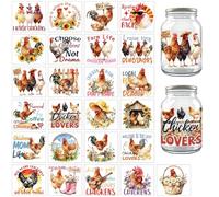 Peacoblue 25Pcs Chicken Farm with Flower Silhouette Cutouts Stickers for Crafts, Silhouette Stickers Decals for Jars Mason Can Glass Wall Window Lantern Christmas Room Door Office Home DIY Crafts