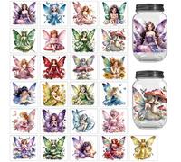 Peacoblue 25Pcs Colorful Fairy with Butterfly Silhouette Cutouts Stickers for Crafts, Silhouette Stickers Decals for Jars Mason Can Glass Wall Window Lantern Christmas Room Door Office Home DIY Crafts
