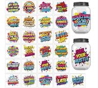 Peacoblue 25Pcs Fun Doodle Quotes Silhouette Cutouts Stickers for Crafts, Silhouette Stickers Decals for Jars Mason Can Glass Wall Window Lantern Christmas Room Door Office Home DIY Crafts