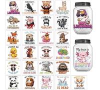 Peacoblue 25Pcs Interesting Animals with Text Silhouette Cutouts Stickers for Crafts, Silhouette Stickers Decals for Jars Mason Can Glass Wall Window Lantern Christmas Room Door Office Home DIY Crafts