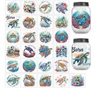 Peacoblue 25Pcs Sea Turtles with Ocean and Coral Silhouette Cutouts Stickers for Crafts, Silhouette Stickers Decals for Jars Mason Can Glass Wall Window Lantern Christmas Door Office Home DIY Crafts