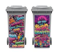 Peacoblue 2Pcs Wheelie Bin Stickers Street Graffiti Art for Dustbin Decor