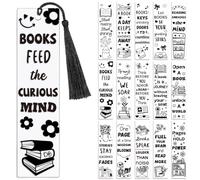 Peacoblue 30pcs UV DTF Bookmarks Wraps Transfer Stickers Black Inspirational Words for Women Men Reading, Waterproof Bookmarkers Decal(No Blank Bookmarks) for Acrylic Plastic Metal Blank Bookmark