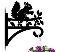 peacoblue 33.8x40cm Squirrel Hanging Basket Bracket,Iron Outdoor Wall Hook | Weather Resistant heavy duty Plant Hanger Hook Supports Up To 45 Lbs for Flower Pots,Lanterns,Bird Feeders,Porch & Garden