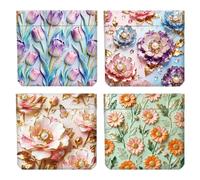 Peacoblue 3D Relief Flowers Coin Purse,PU Leather Squeeze Pouch 4PCS