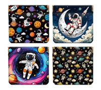 Peacoblue 4Pcs Small Leather Squeeze Coin Purse for Women, Astronaut in Space, 4.33"x4.72"