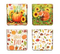 Peacoblue 4Pcs Small Leather Squeeze Coin Purse for Women-Autumn Elements Pattern Waterproof & Durable Change Pouch Mini Money Wallet,Best Gift for Adult