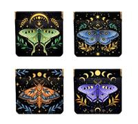 Peacoblue 4Pcs Small Leather Squeeze Coin Purse for Women-Bohemian Moth Pattern Waterproof & Durable Change Pouch Mini Money Wallet,Best Gift for Adult