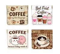 Peacoblue 4Pcs Small Leather Squeeze Coin Purse for Women, Coffee Lovers Slogan, 4.33"x4.72"