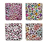 Peacoblue 4Pcs Small Leather Squeeze Coin Purse for Women-Colorful Leopard Print Pattern Waterproof & Durable Change Pouch Mini Money Wallet,Best Gift for Adult Girls