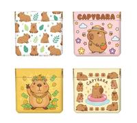 Peacoblue 4Pcs Small Leather Squeeze Coin Purse for Women-Cute Capybara Pattern Waterproof & Durable Change Pouch Mini Money Wallet,Best Gift for Adult